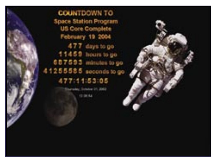 2004年2月19日まで477日と時分秒を表示するNASAのカウントダウン画面